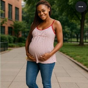 Old Navy Pink and White Striped Camisole Top